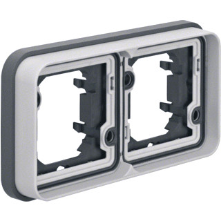 Berker W.1 afdekraam 2V horizontaal grijs IP55