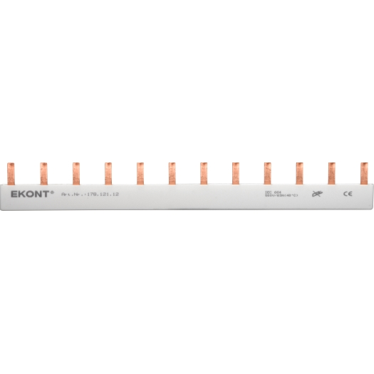 1-fase stiftrail, recht, gesloten 12 x 1 pool, 210 mm lang     