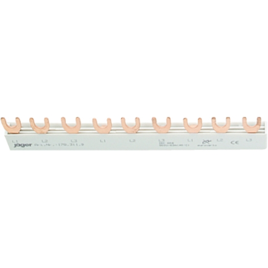 3-fasen vorkrail, L-uitvoering, gesloten 3 x 3 polen, 158 mm lang 3-fasen vorkrail, L-uitvoering, gesloten 3 x 3 polen, 158 mm lang