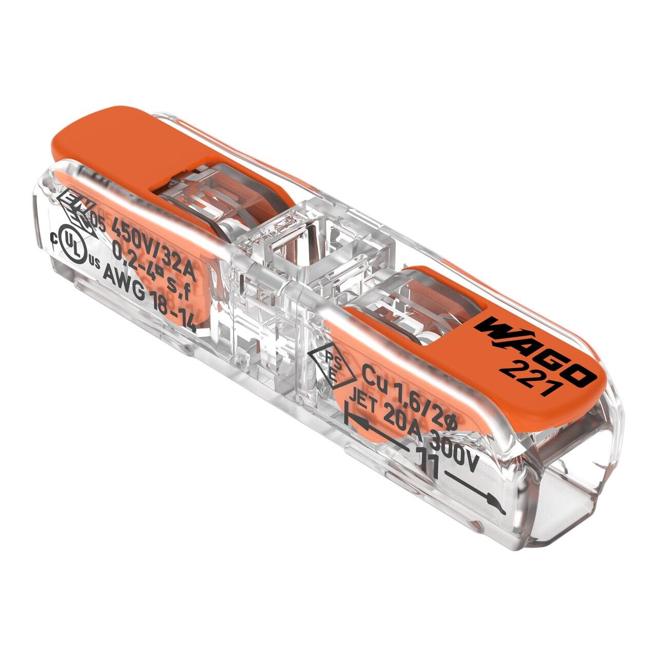 WAGO verbindingsklem met hendel voor alle soorten geleiders, flexibel 0.2 - 4 mm²
