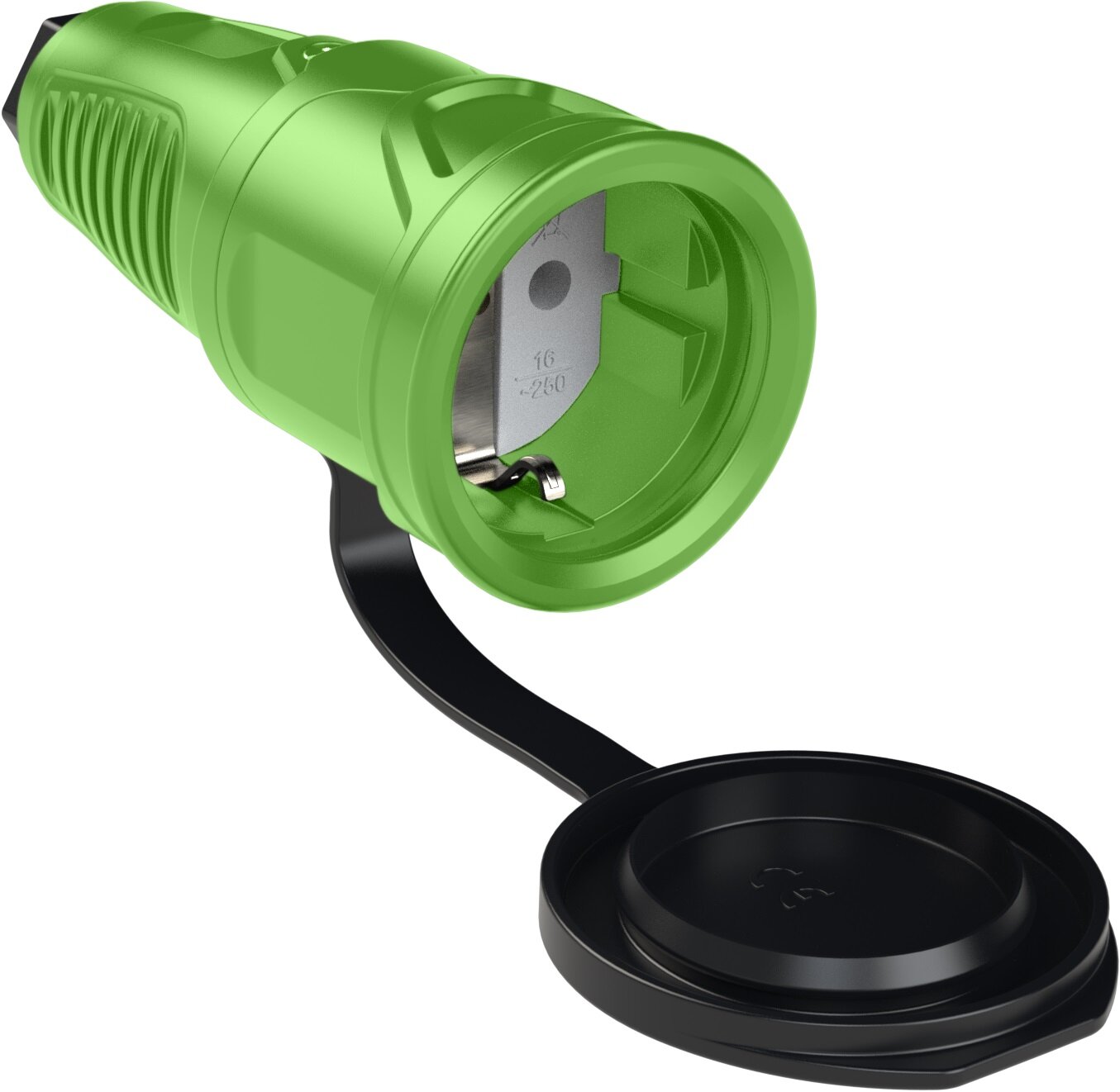 SIROX massief rubberen contrastekker met deksel op riem groen volrubber SIROX massief rubberen contrastekker met deksel op riem groen volrubber