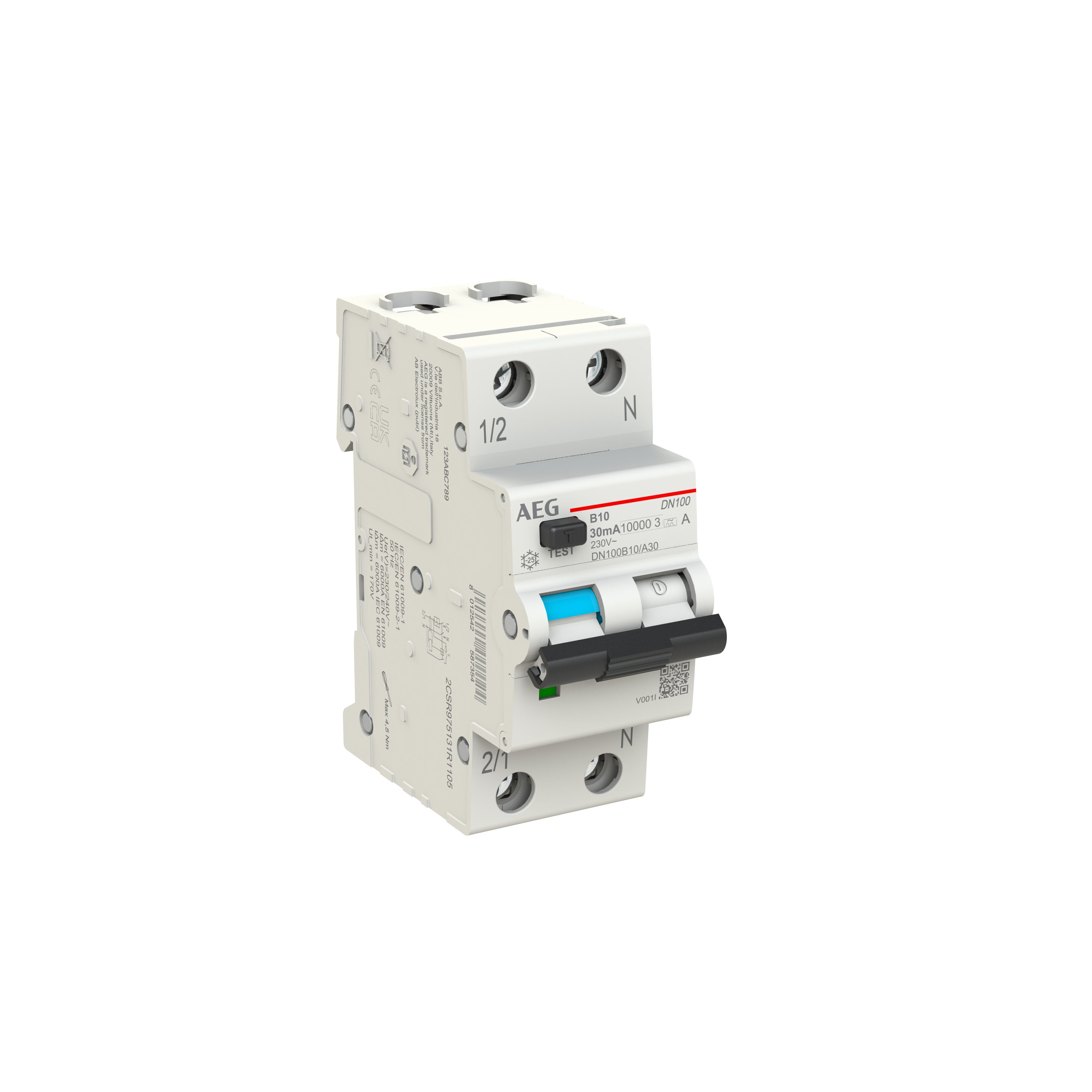 AEG Aardlekautomaat 1P+N B10 A, Type A, 30mA