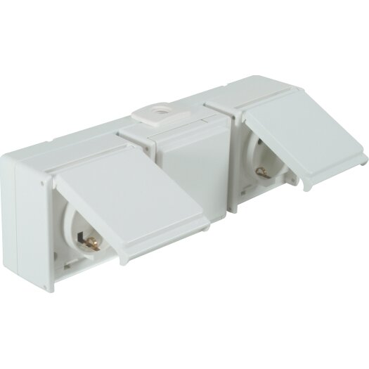 OPUS® AQUA geaarde contactdoos 3-voudig, horizontaal 3-voudig, horizontaal helder wit