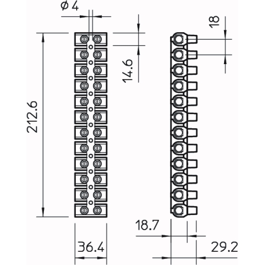 Aansluitblok 35,0mm², PP, zwart