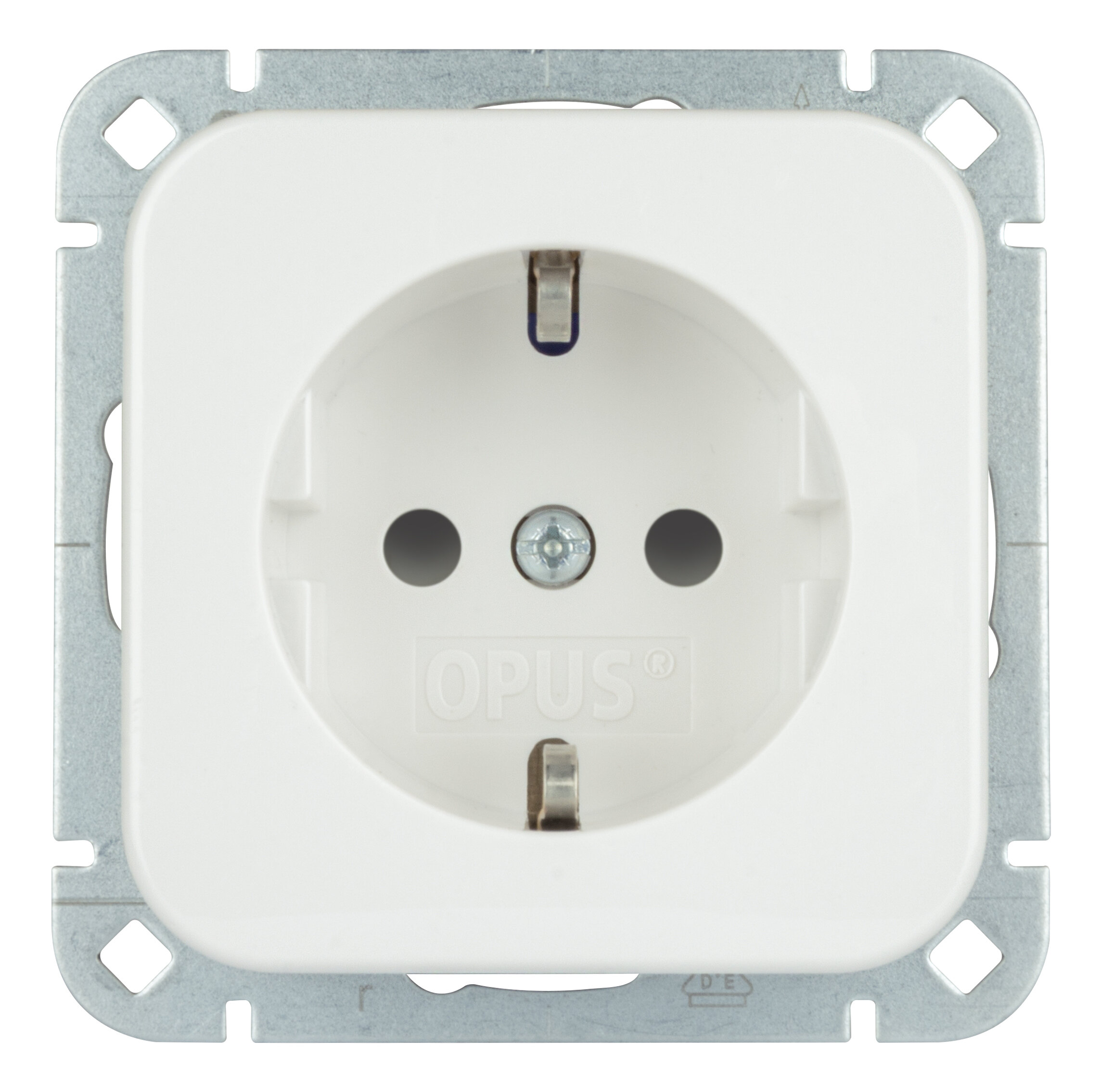 OPUS 1 geaarde contactdoos - zonder krallen helder wit