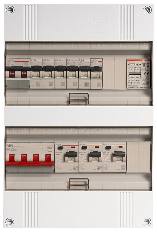 Groepenkast AEG 3-fasen, 9 groepen, 40A 4P 3 x 40/0,03A 2P 