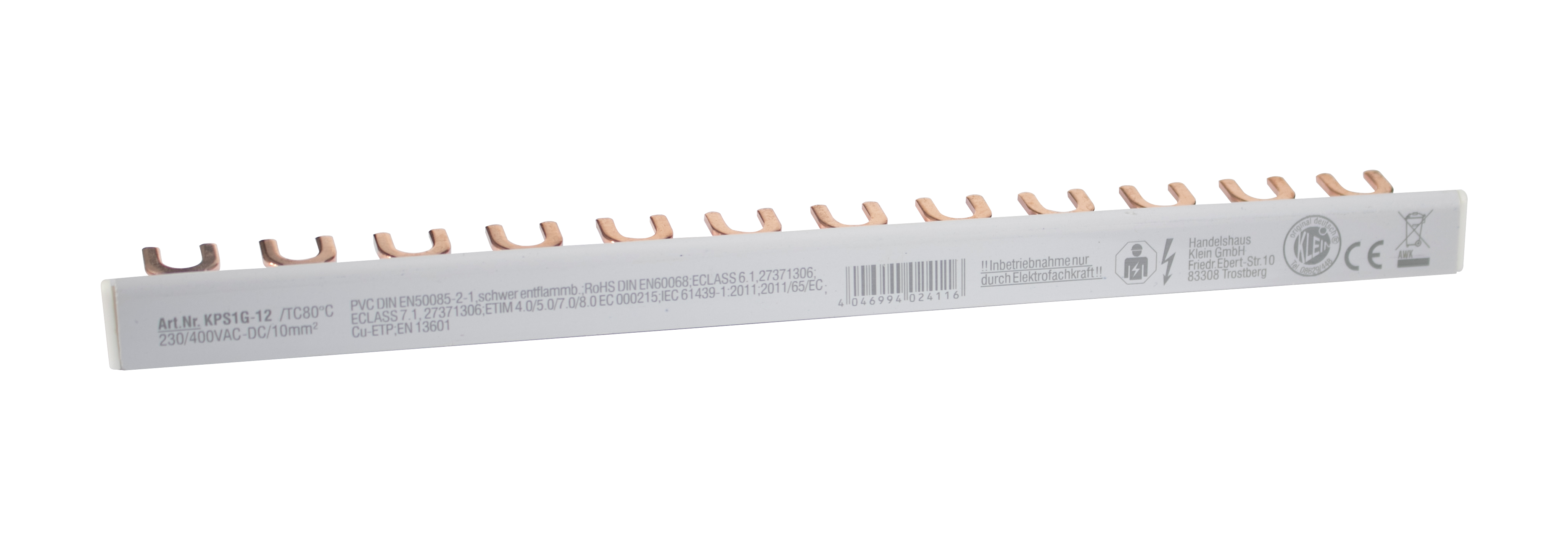 1-fase vorkrail, gesloten 12 x 1 pool, 216 mm lang, modulebreedte: 17,80 mm