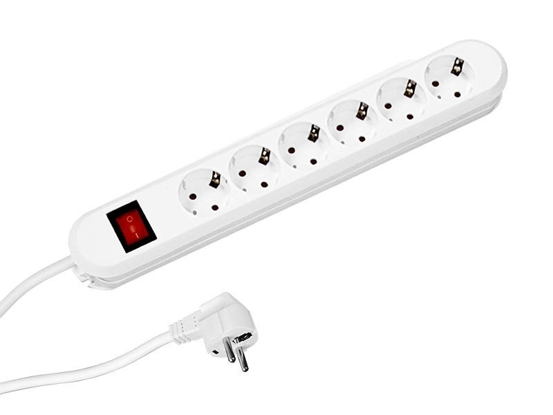 SMART contactdoosstrook 6x contactdozen in wit met schakelaar 3,0m voedingskabel SMART contactdoosstrook 6x contactdozen in wit met schakelaar 3,0m voedingskabel