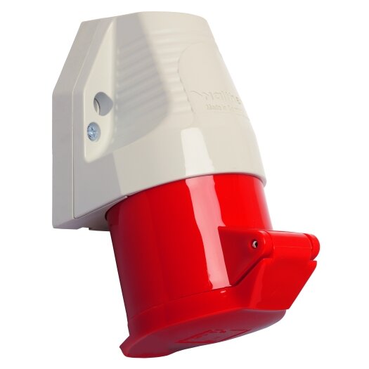 CEE-wandcontactdozen IP 44, 5-polig, 400 V, 6 h 32 A, rood