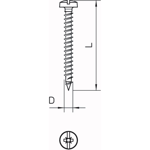 Golden Sprint schroef Panhead, aandrijving +/- sleuf 4x40mm, St, GGP