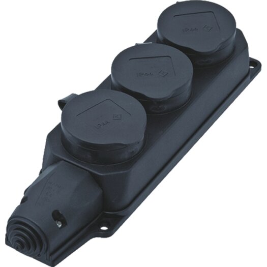 Verdelercontactdoosstrip 3-f ach met deksel