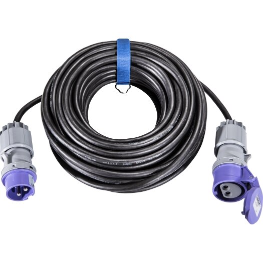 SIROX® CEE-verlengkabel H07RN-F 2 x 2,5 mm², 16 A, 2-polig, 24 V 20 m Zwart nee