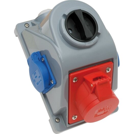 SiRoX CEE-WD 32A, 5p.6h, 400V, rood, met 2xbeveiligd contact, uitschakelbaar