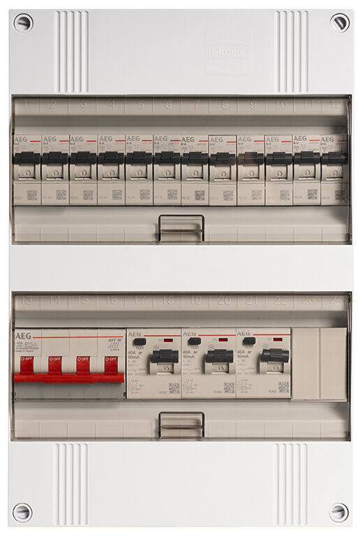 Groepenkast AEG 3-fasen, 12 groepen, 40A 4P 3 x 40/0,03A 2P 