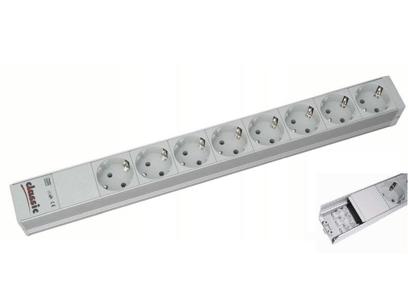 Power strip 19" 1U 8x contactdozen 1xterminal