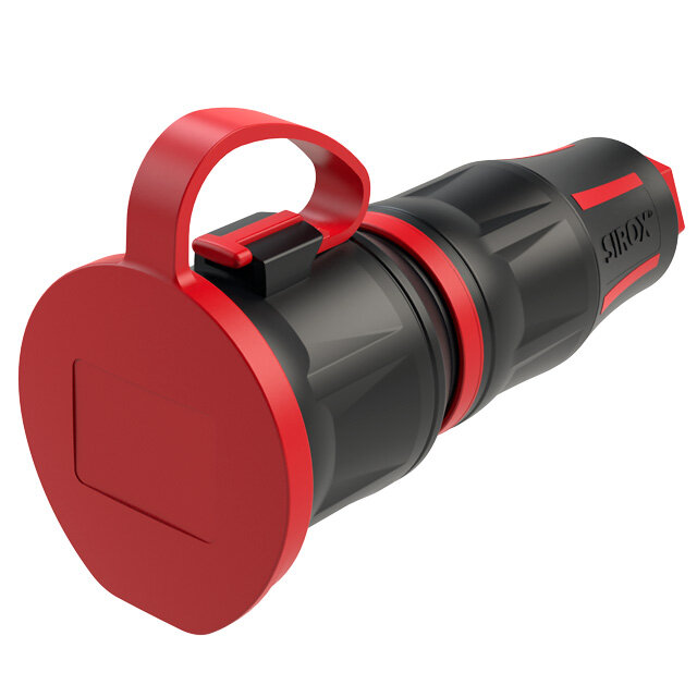 SIROX Profi contrastekker met deksel, IP54, Zwart/Rood