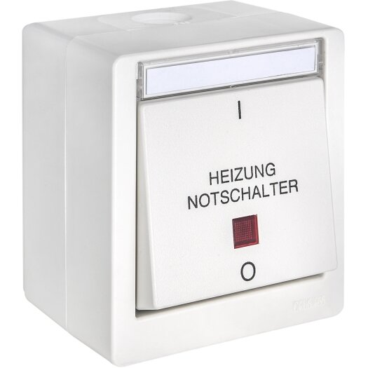 OPUS RESIST (puls)schakelaar met verlichting Verwarming noodstop-schakelaar, rode lens helder wit