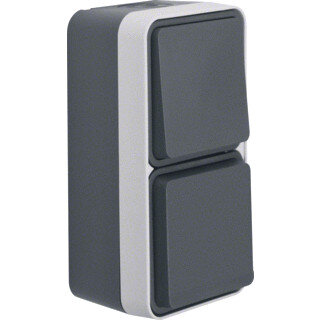 Berker Combinatie schakelaar/wandcontactdoos+wisselschakelaar.met behuizing berker W.1 grijs