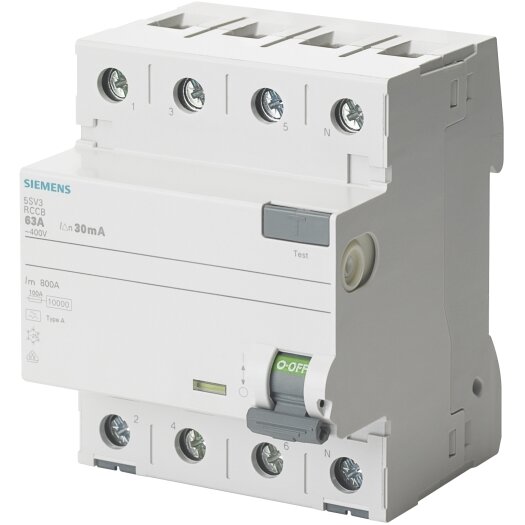 Siemens Aardlekschakelaar 4-polig Type A, "PSE/SSF" 25 A, 0,03 A