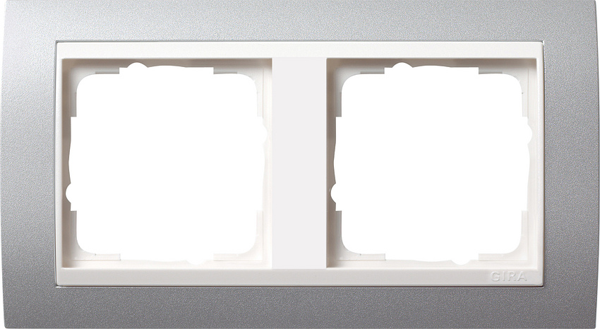 GIRA Event afdekraam 2-voudig aluminium mat/wit glans