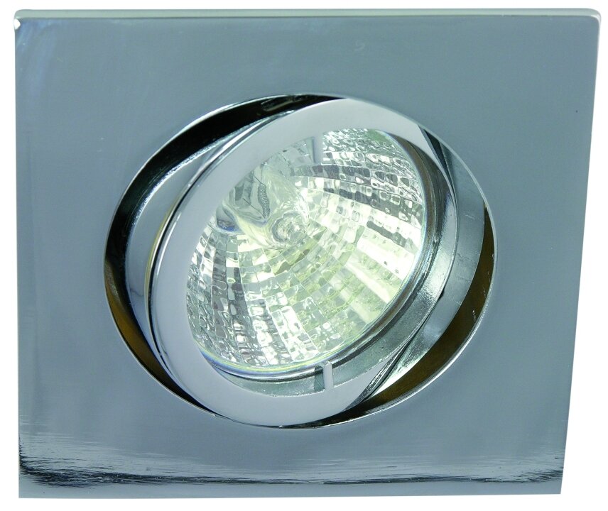 DELUNA metalen inbouwspot vierkant, bajonet, MR16, 30° draaibaar,  chroom