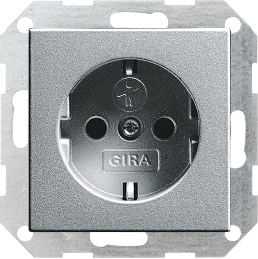Gira systeem 55 wandcontactdoos (WCD) aluminium met bevestigingsklauwen