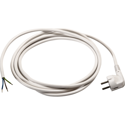 Kunststof aansluitsnoer H05VV-F 3 G 1,5 mm² met haakse stekker wit 5 meter