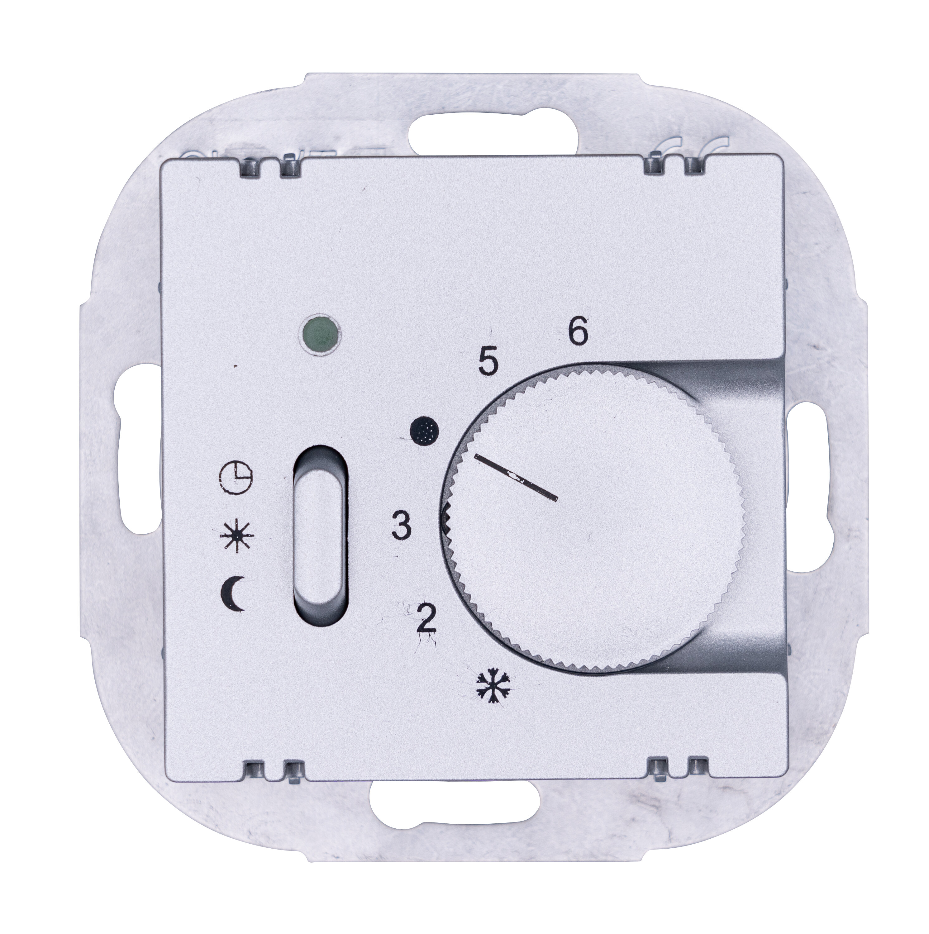 OPUS 55 kamerthermostaat, verbreekcontact, met handschakelaar verlaging/AAN/UIT alu - zilver - zijd
