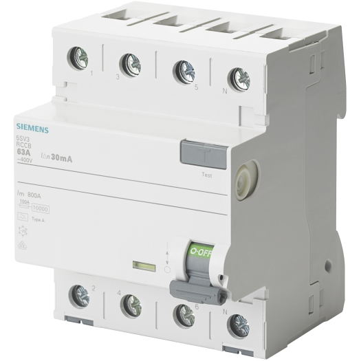 Siemens Aardlekschakelaar 4-polig Type A, selectief "PSE/SSF" 40 A, 0,3 A - S