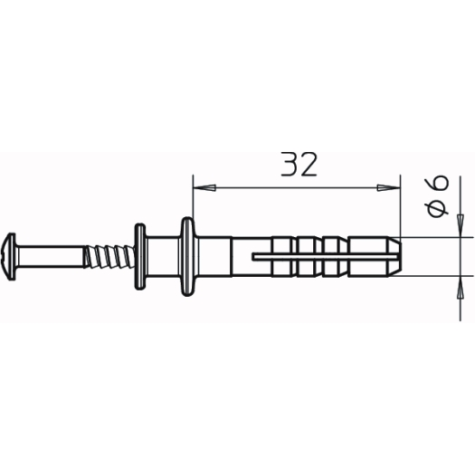 Slaganker met dubbele flens 6x35mm, PA, grijs wit, RAL 9002