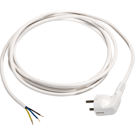 Kunststof aansluitsnoer H05VV-F 3 G 1,0 mm², met haakse stekker wit 1,5 m