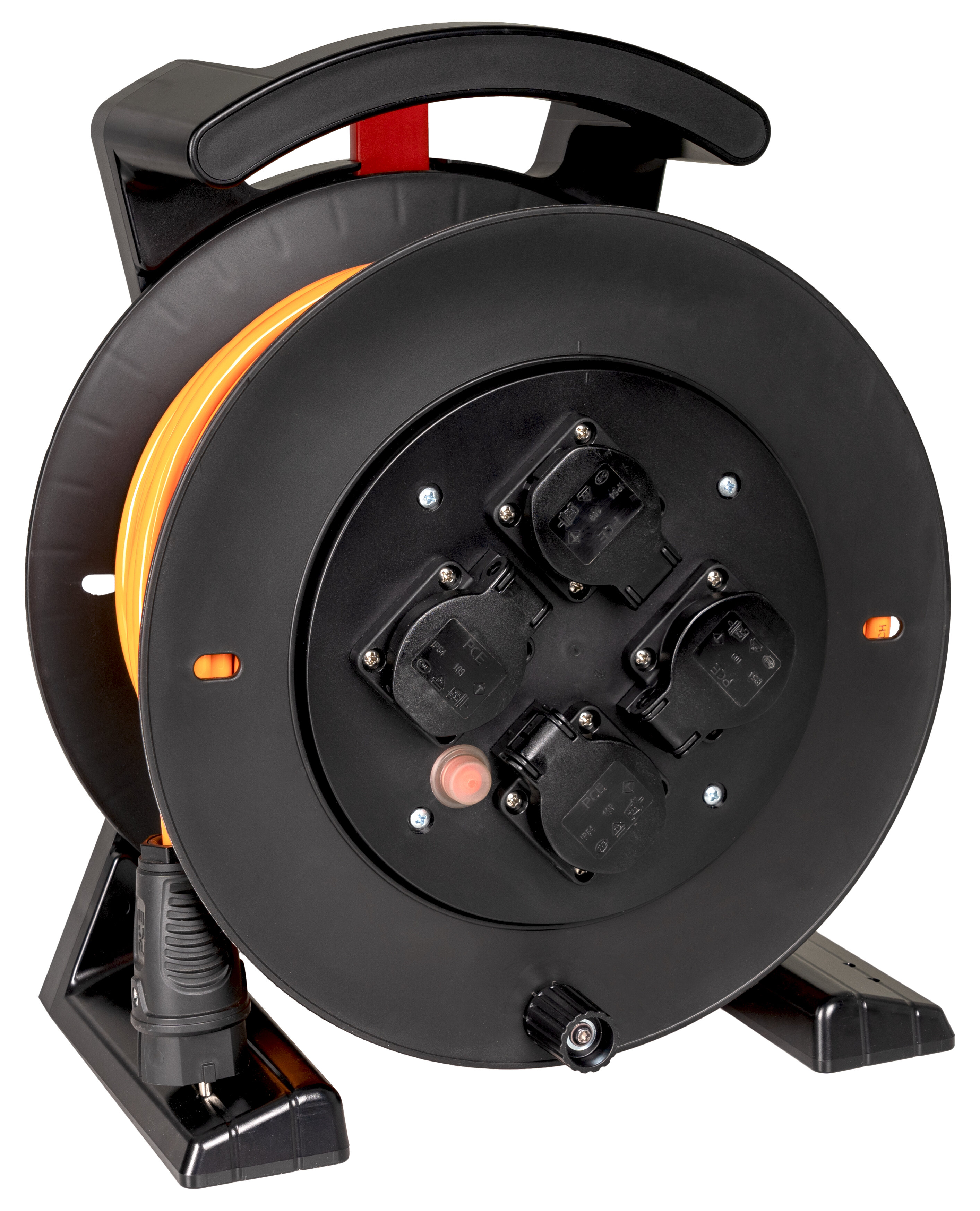 JUMBO kabelhaspel 2.0 in zwart, 4 contactdozen, H07BQ-F 3G2,5 mm², 40 m