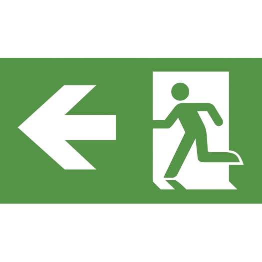 Pictogramplaat vluchtweg naar "links/recht" DIN 7010