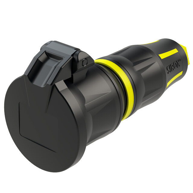 SIROX Profi contrastekker met scharnierend deksel, IP54, Zwart/Geel