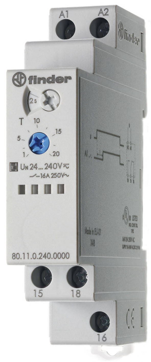 Tijdrelais, inschakelvertraging, 1 wisselcontact 16 A, voor 24 tot 240 V AC/DC