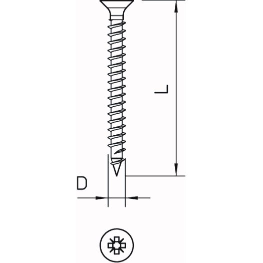 Sprintschroef verzonken kop, aandrijfkruis uitsparing 4,5x45mm, St, GGP