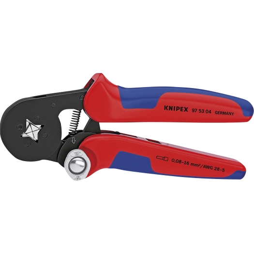 KNIPEX zelfinstellende krimptang voor adereindhulzen met voorinvoering 0,08-10 mm² + 16 mm²