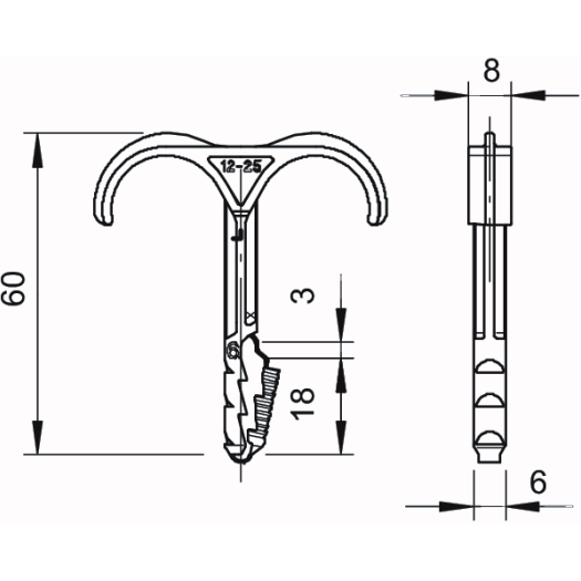 Indrukklem dubbel 4-12mm, PA, lichtgrijs, RAL 7035