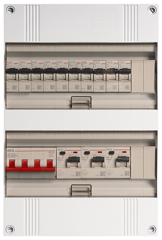 Groepenkast 3-fase, 40A 4P 3 40/0,03A 2P, 10 Groep B16