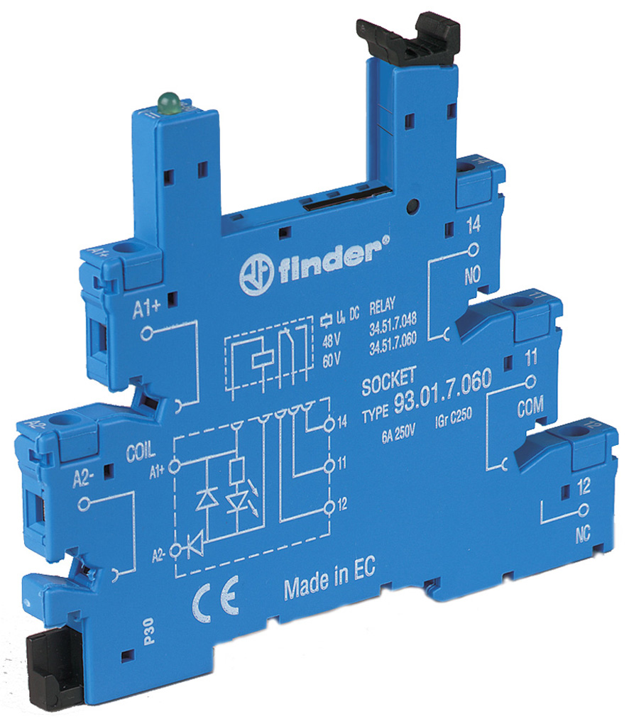 Contactdoos met schroefklemmen, voor relais 34.51 of 34.81, voor 6 tot 24 V AC/DC