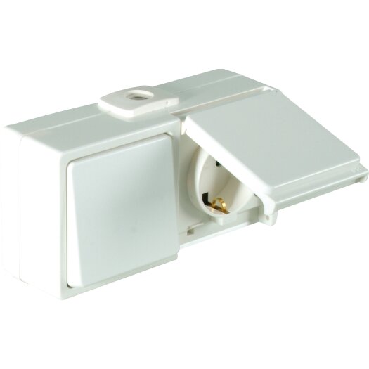 OPUS® AQUA combinatie schakelaar met contactdoos, horizontaal universele schakelaar uit/wissel helde