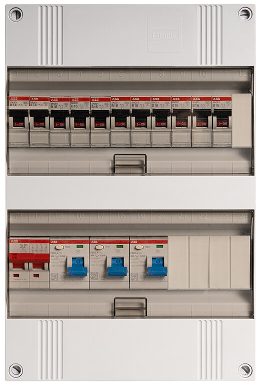 Groepenkast 1-fase, 40A 2P 3 x 40/0,03A 2P, 9 Groep B16