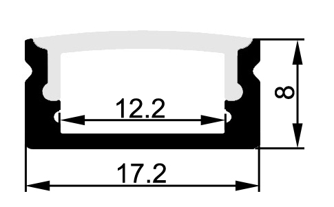 ALU profiel 17/8 zwart
