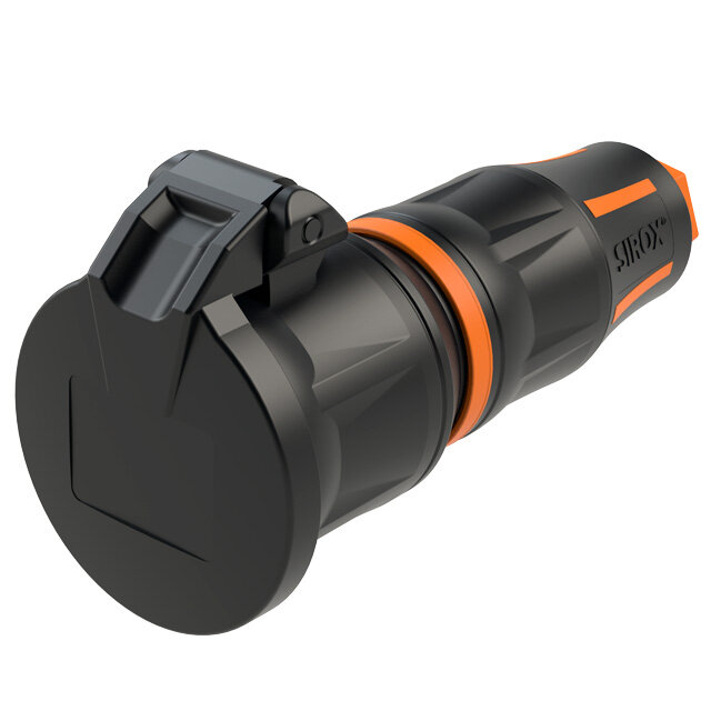 SIROX Profi contrastekker met scharnierend deksel, IP54, Zwart/Oranje