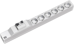 Power strip 19" 1U 6xbeschermde contactdozen 1xVoedingskabel 2,0m