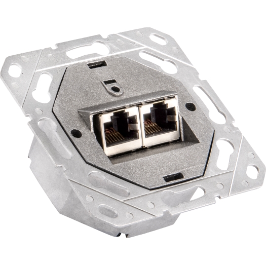 Universele RJ45-inbouwdatadoos cat. 6A, 2-voudig
