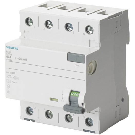 Siemens Aardlekschakelaar 4-polig Type A, "PSE/SSF" 40 A, 0,5 A