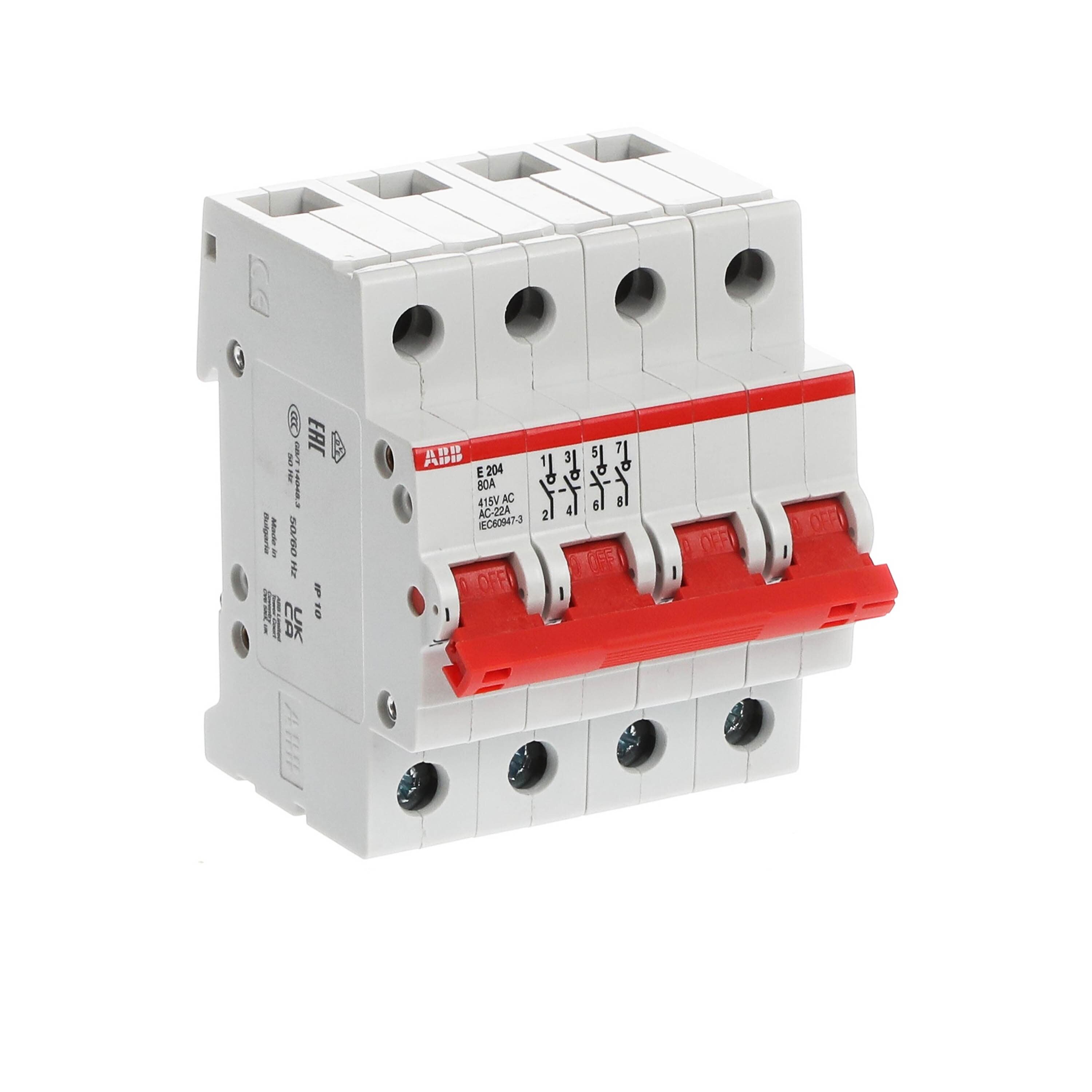 ABB hoofdschakelaar rood 4-polig 80A (E204/80R)