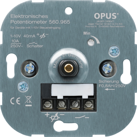 OPUS elektronische potentiometer met schroefklemmen, metalen as