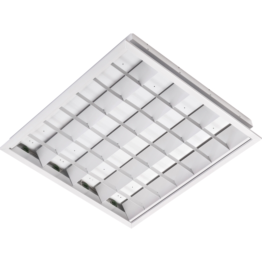 Inlegarmatuur "Marvin" met wit gelakt rooster 4 x 600 mm Röhre 622 x 622 x 92 mm